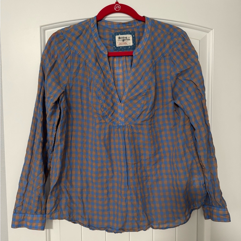 Checkered light weight boho top